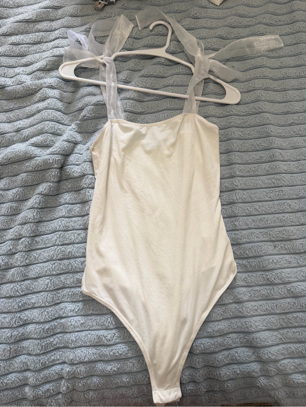White Bodysuit with Sheer Tie Straps